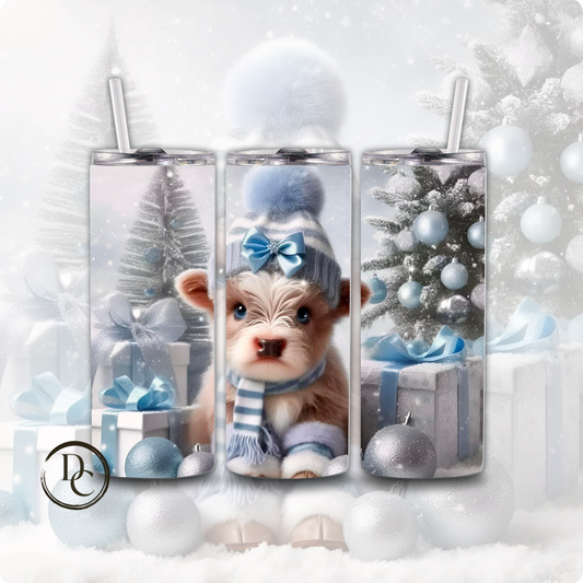 Baby Highland Cow Christmas 20 oz Custom Sublimation Tumbler Stainless Steel #9