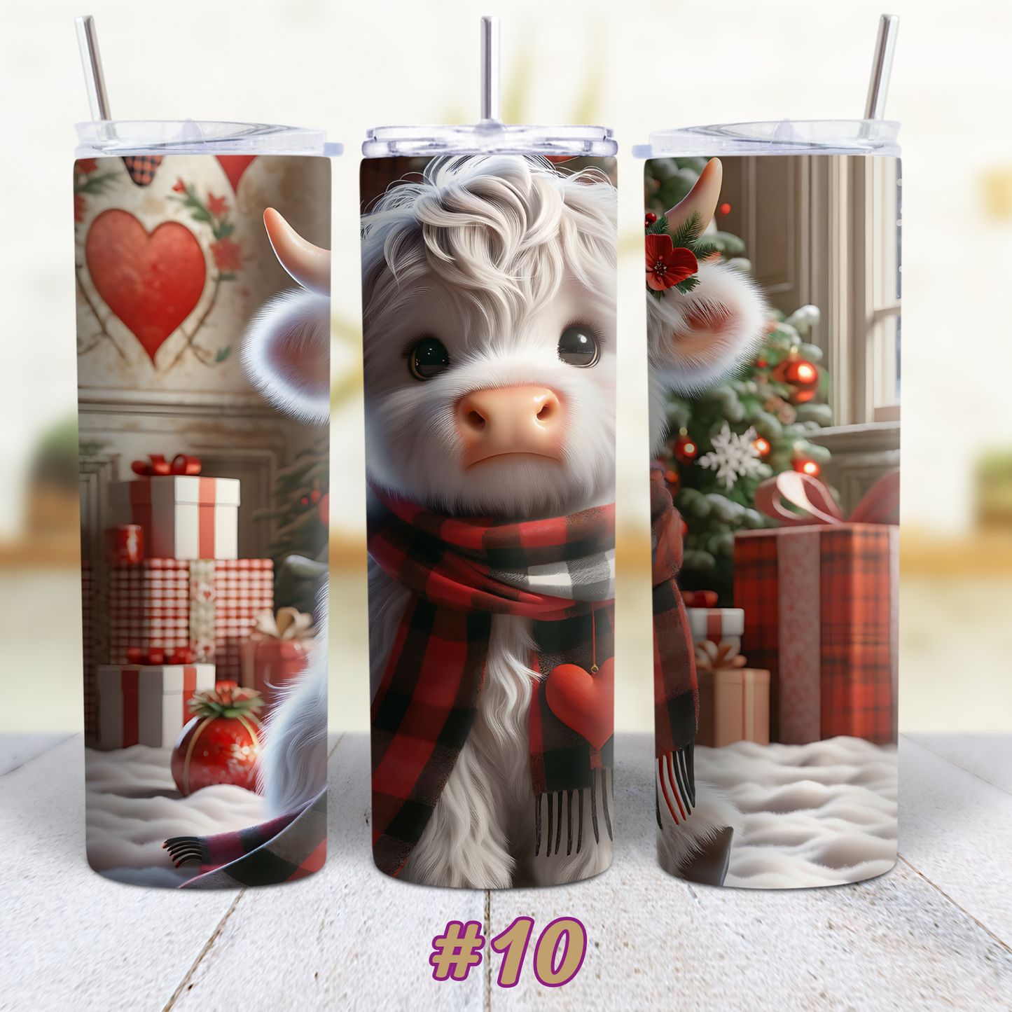 Highland Cow Valentines 20 oz Custom Sublimation Tumbler Stainless Steel 10