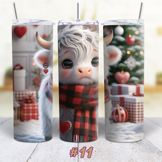Highland Cow Valentines 20 oz Custom Sublimation Tumbler Stainless Steel 11
