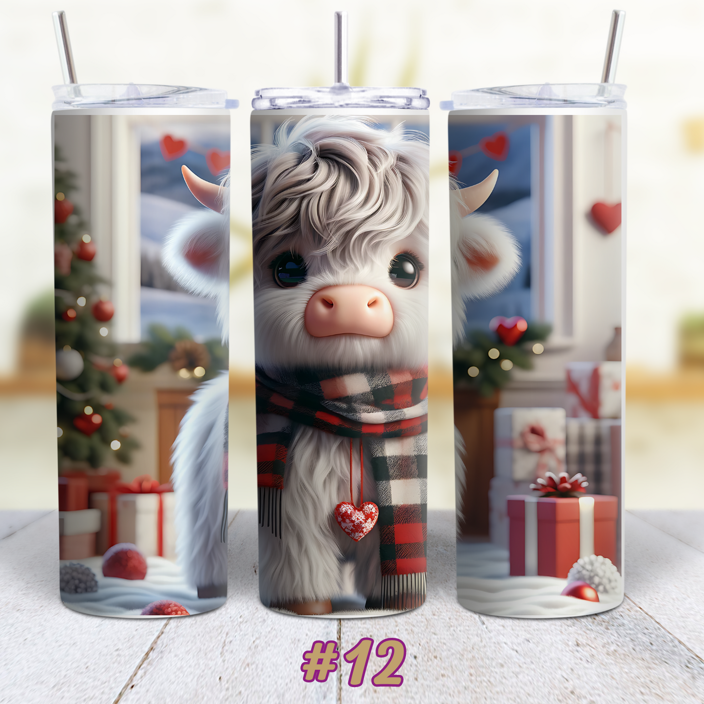 Highland Cow Valentines 20 oz Custom Sublimation Tumbler Stainless Steel 17