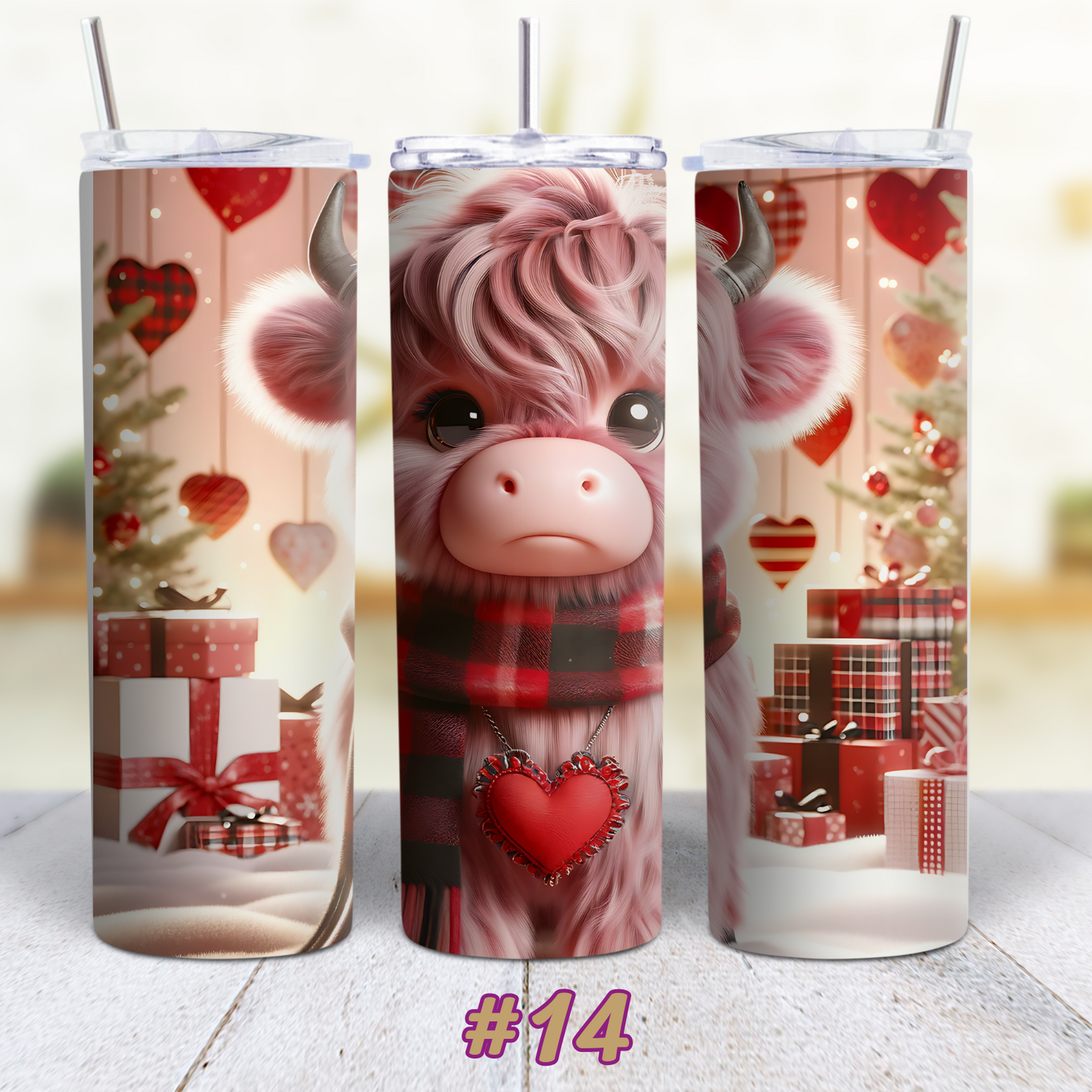 Highland Cow Valentines 20 oz Custom Sublimation Tumbler Stainless Steel 17