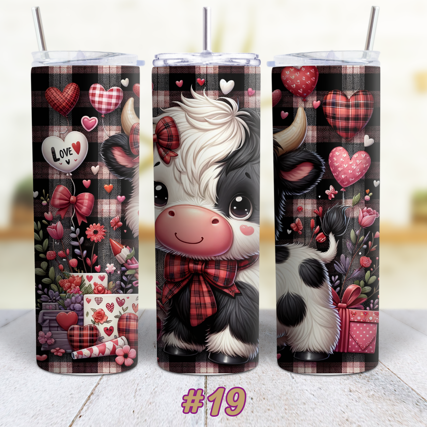 Highland Cow Valentines 20 oz Custom Sublimation Tumbler Stainless Steel 17