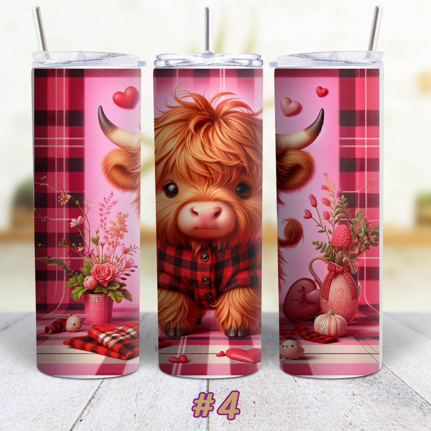 Highland Cow Valentines 20 oz Custom Sublimation Tumbler Stainless Steel 10