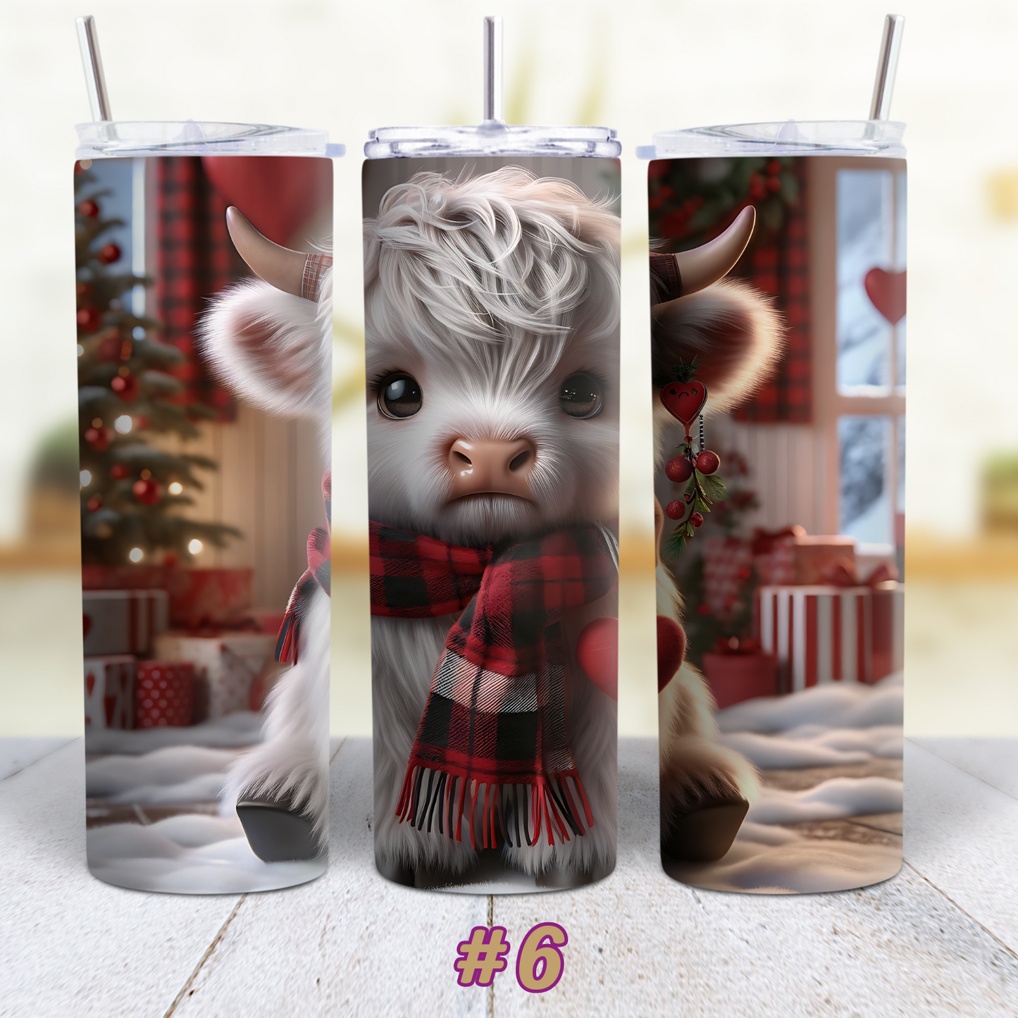 Highland Cow Valentines 20 oz Custom Sublimation Tumbler Stainless Steel 10