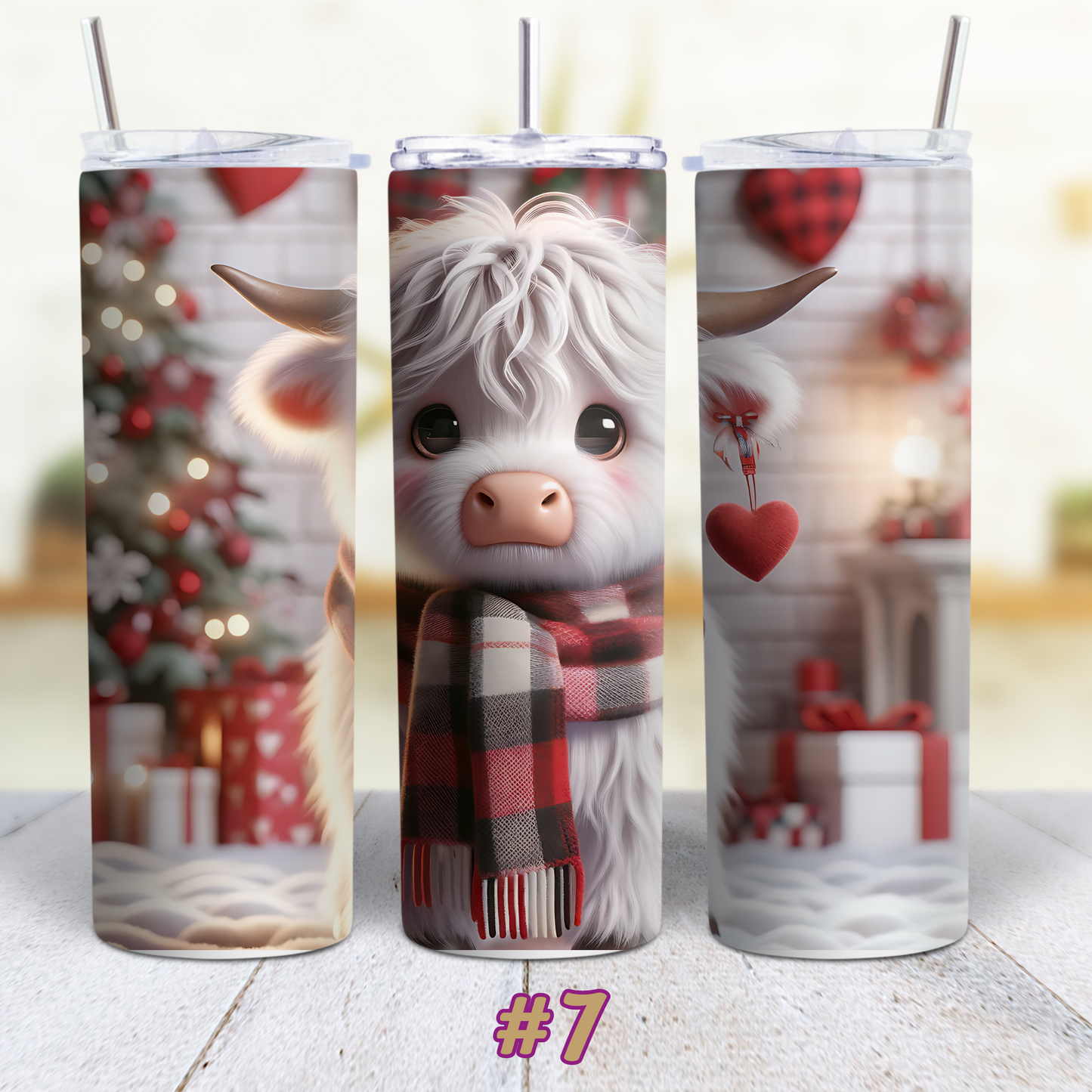 Highland Cow Valentines 20 oz Custom Sublimation Tumbler Stainless Steel 10