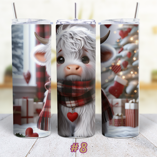 Highland Cow Valentines 20 oz Custom Sublimation Tumbler Stainless Steel 8