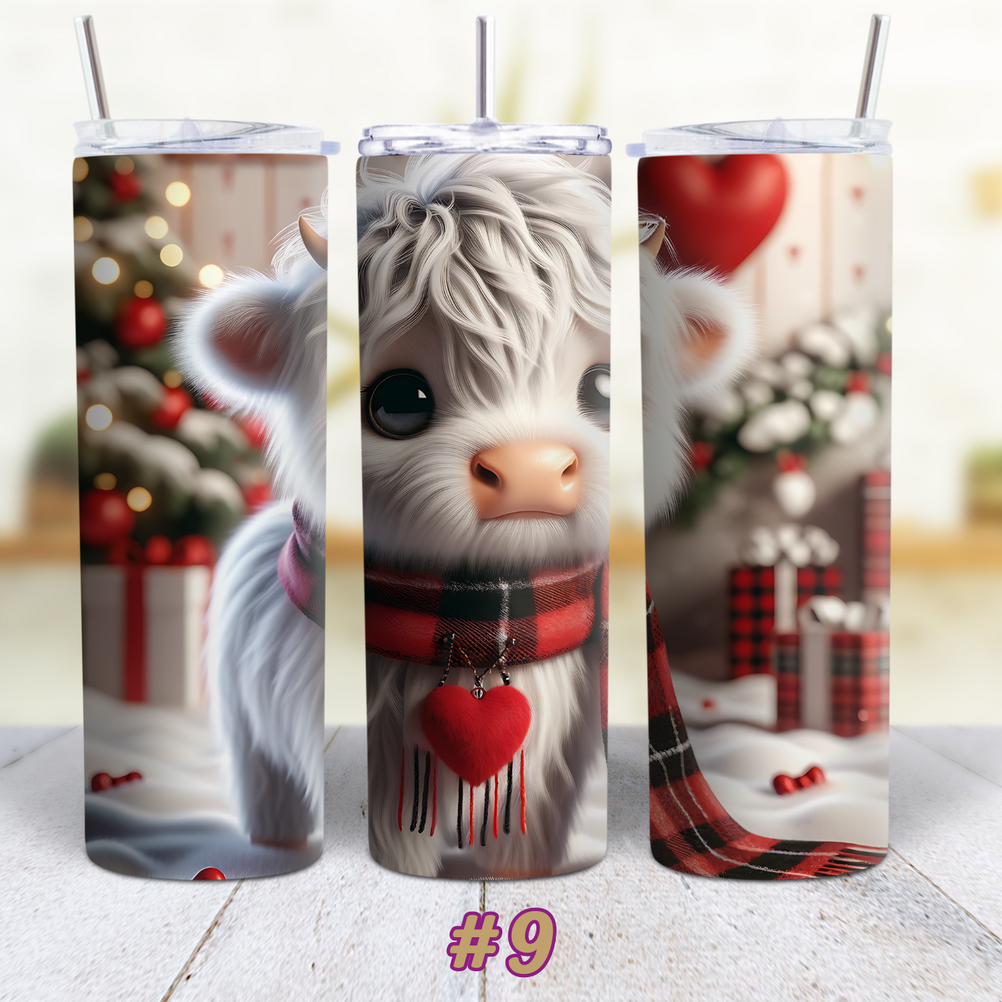 Highland Cow Valentines 20 oz Custom Sublimation Tumbler Stainless Steel 10