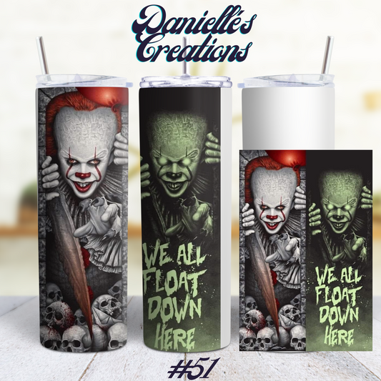 Horror Halloween 20 Oz Custom Sublimation Tumbler Stainless Steel 19 Penny Wise