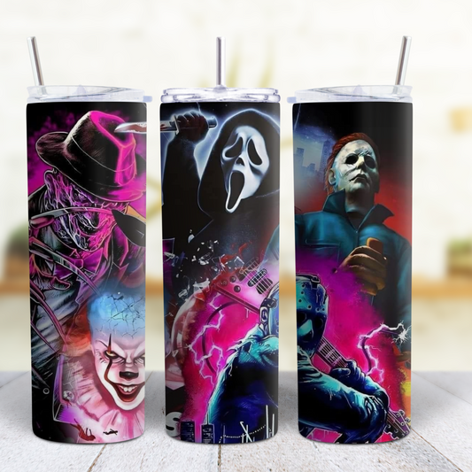 Horror Halloween 20 Oz Skinny Custom Sublimation Tumbler Stainless Steel 34