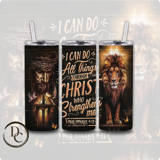 I can do All Things Thought Christ 20 oz Custom Sublimation Tumbler Stainless Steel Insulated 