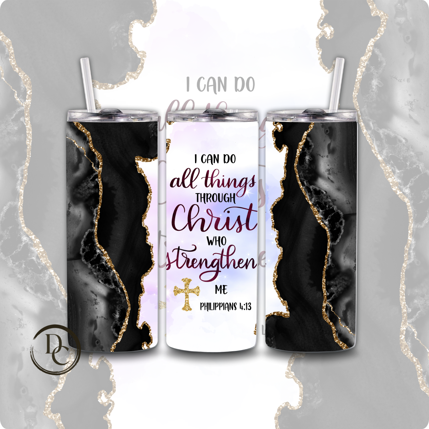 I can Do all Things Through Christ 20 oz Custom Sublimation Tumbler Stainless Steel Insulated 