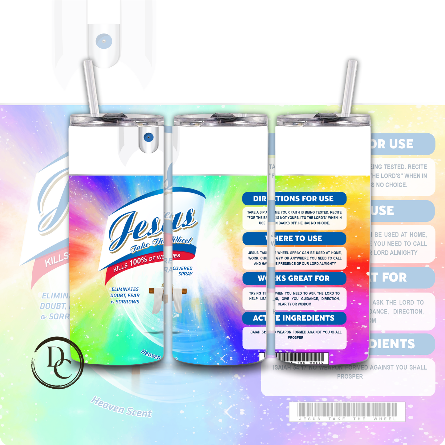 Jesus Take The Wheel Spray 20 oz Custom Sublimation Tumbler Stainless Steel 7