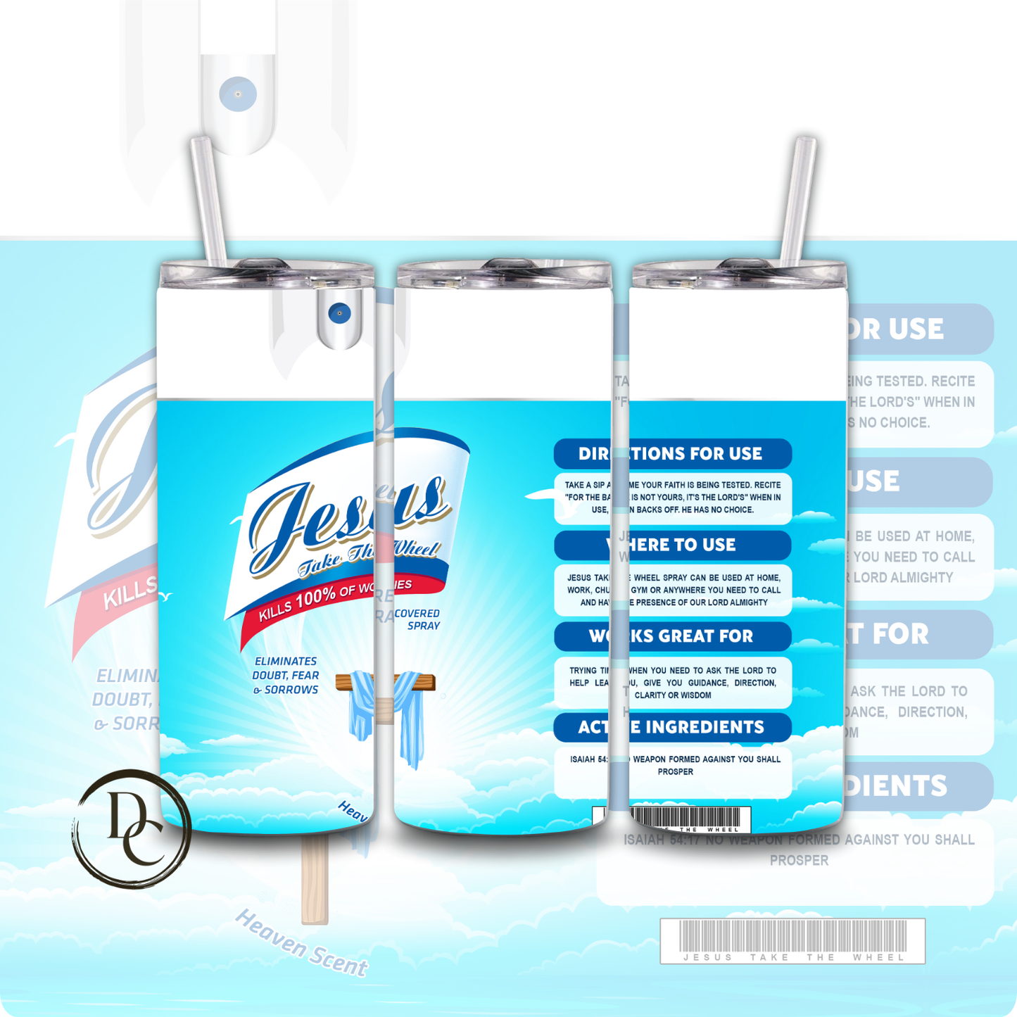 Jesus Take The Wheel Spray 20 oz Custom Sublimation Tumbler Stainless Steel 7