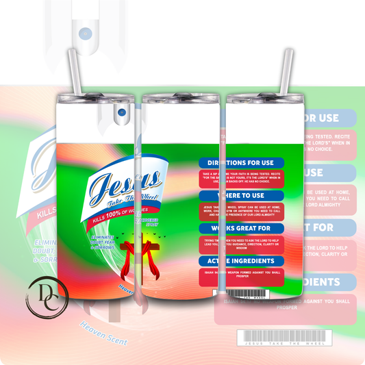 Jesus Take The Wheel Spray 20 oz Custom Sublimation Tumbler Stainless Steel 11