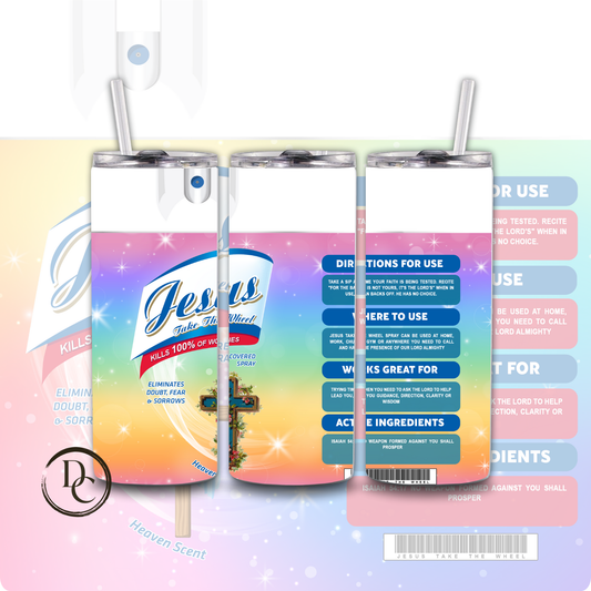 Jesus Take The Wheel Spray 20 oz Custom Sublimation Tumbler Stainless Steel 13