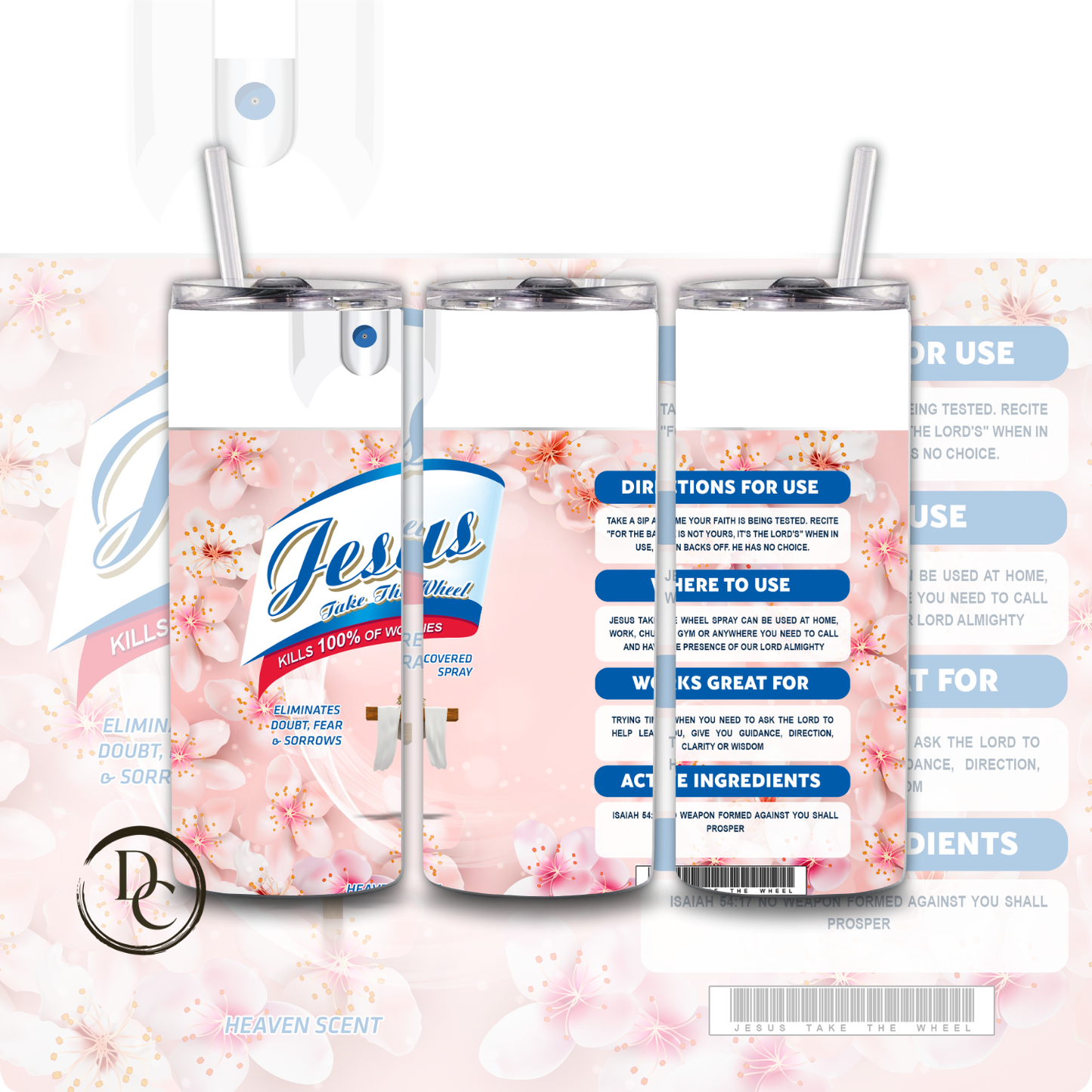 Jesus Take The Wheel Spray 20 oz Custom Sublimation Tumbler Stainless Steel 7