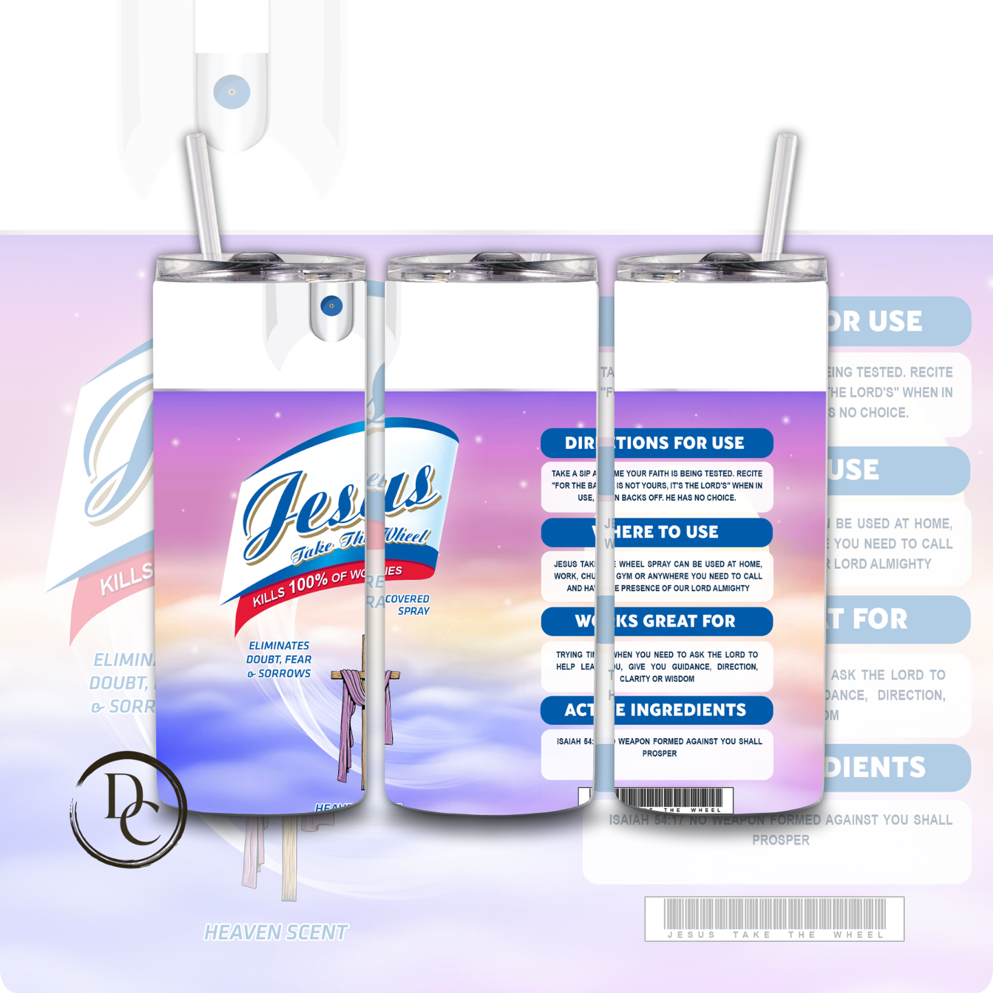 Jesus Take The Wheel Spray 20 oz Custom Sublimation Tumbler Stainless Steel 7