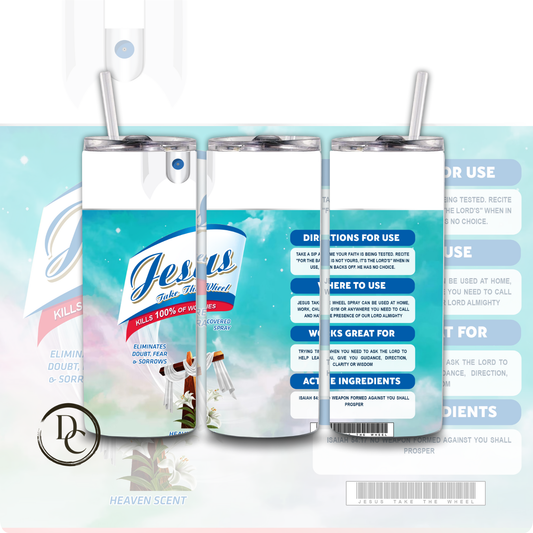 Jesus Take The Wheel Spray 20 oz Custom Sublimation Tumbler Stainless Steel 4