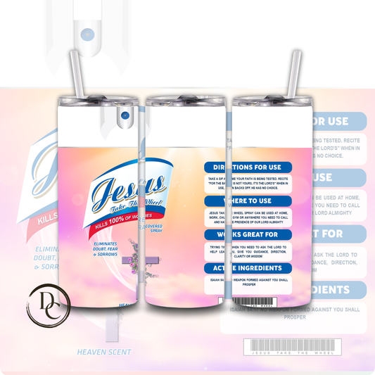 Jesus Take The Wheel Spray 20 oz Custom Sublimation Tumbler Stainless Steel 5