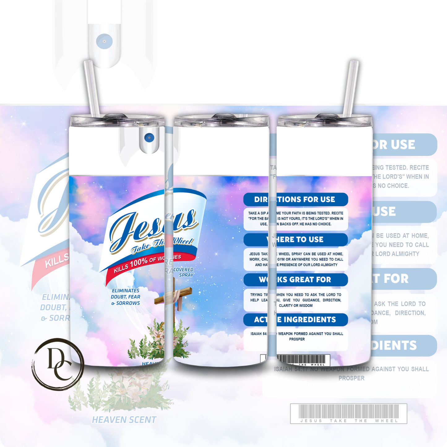 Jesus Take The Wheel Spray 20 oz Custom Sublimation Tumbler Stainless Steel 7