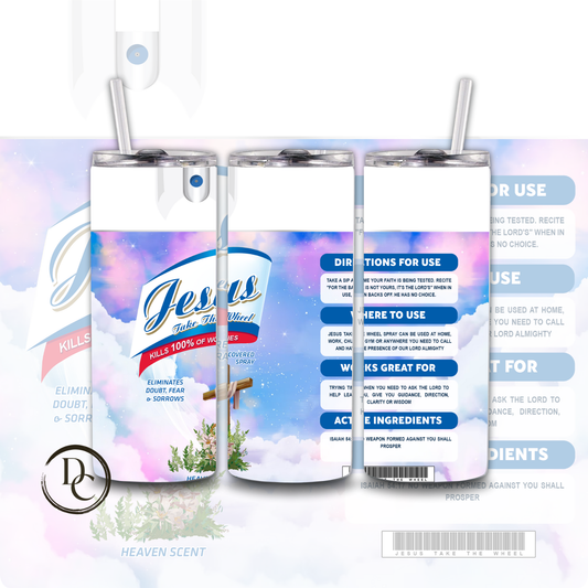 Jesus Take The Wheel Spray 20 oz Custom Sublimation Tumbler Stainless Steel 6