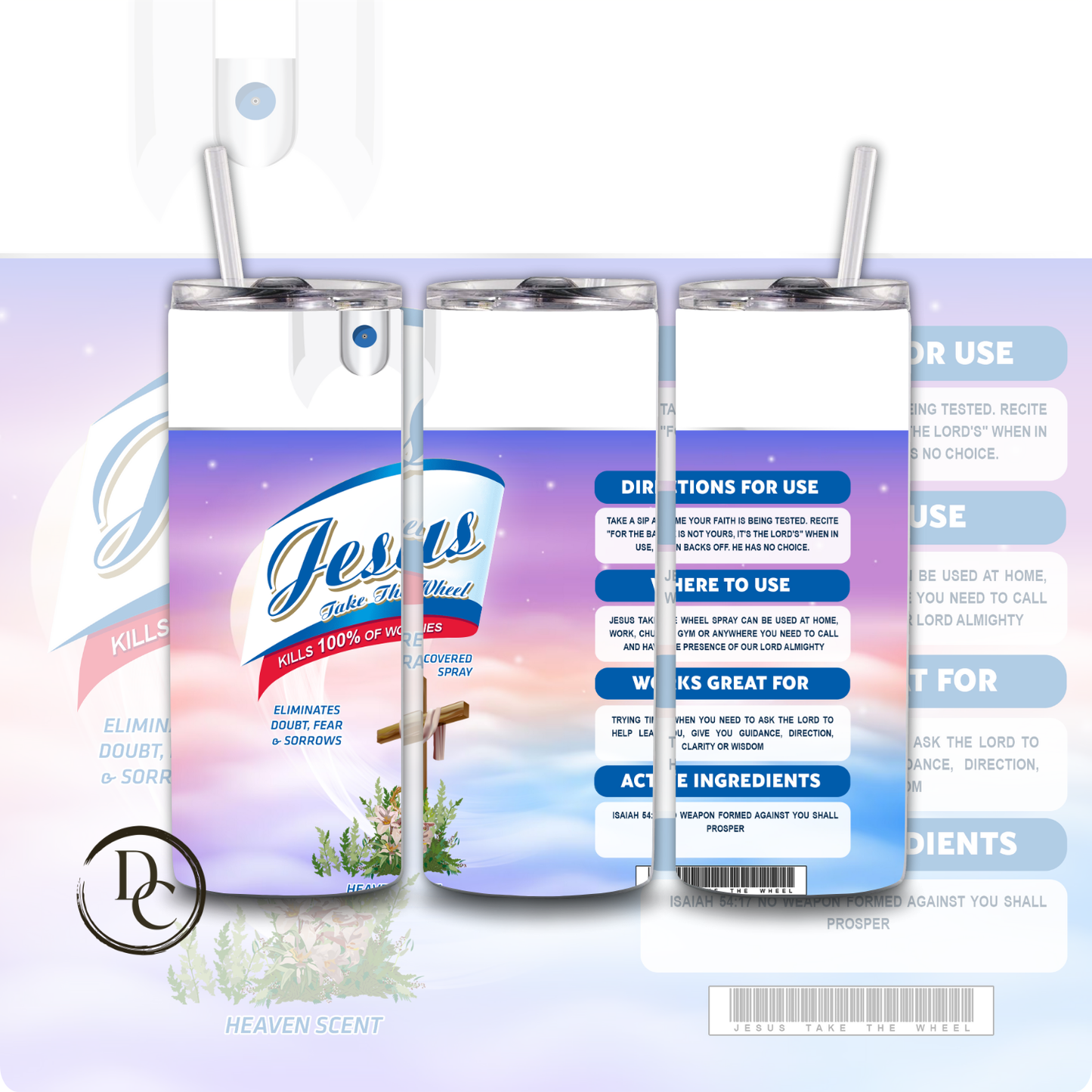 Jesus Take The Wheel Spray 20 oz Custom Sublimation Tumbler Stainless Steel 7