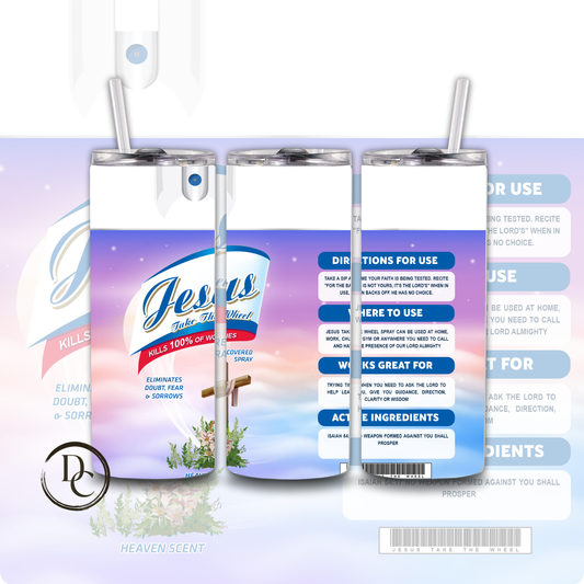 Jesus Take The Wheel Spray 20 oz Custom Sublimation Tumbler Stainless Steel 7