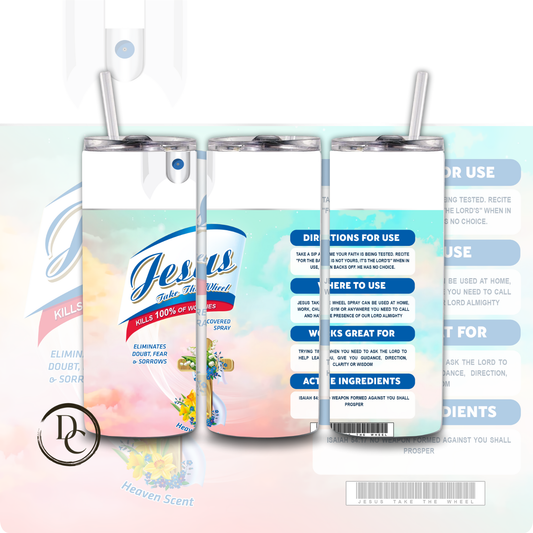 Jesus Take The Wheel Spray 20 oz Custom Sublimation Tumbler Stainless Steel 9