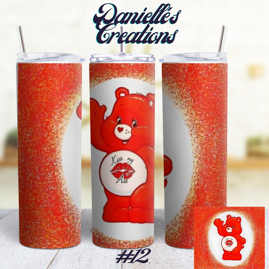 Swear Bear 20 oz Custom Sublimation Tumbler Stainless Steel Eat Shit, Fuck Off, Bitch