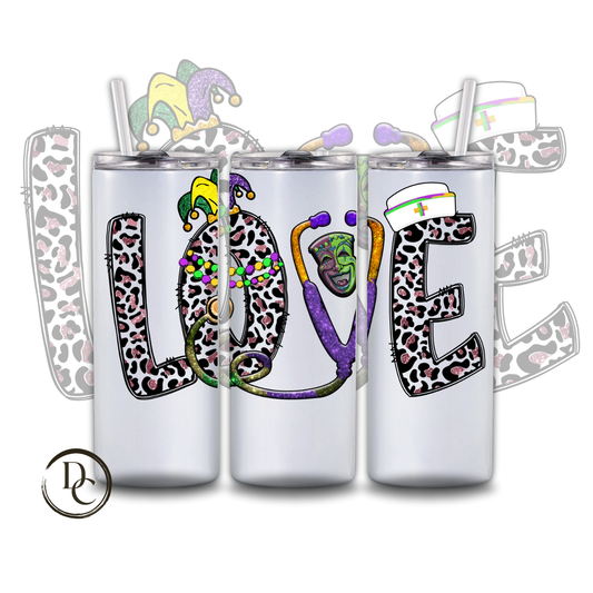 LOVE Mardi Gras 20 oz Custom Sublimation Tumbler Stainless Steel 15