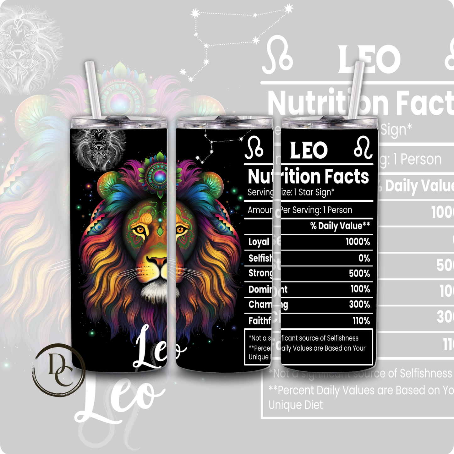 Pisces ZODIAC NUTRITION FACT 20 oz Custom Sublimation Tumbler Stainless Steel