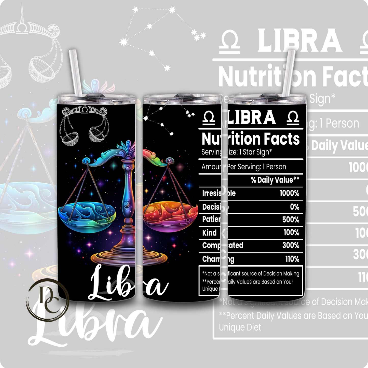 Pisces ZODIAC NUTRITION FACT 20 oz Custom Sublimation Tumbler Stainless Steel