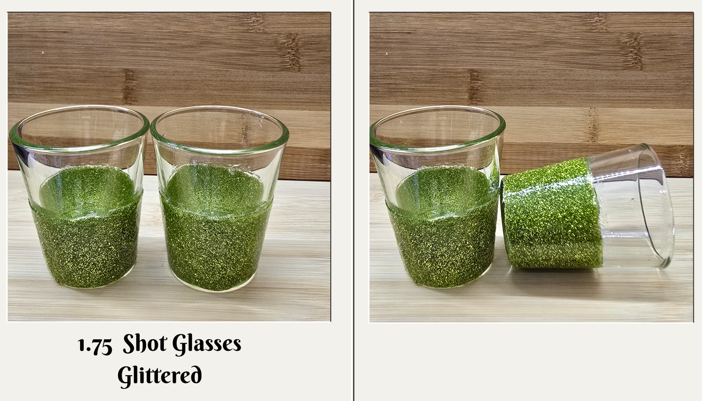Green Glitter Shot Glass — Customizable with Optional Rhinestones