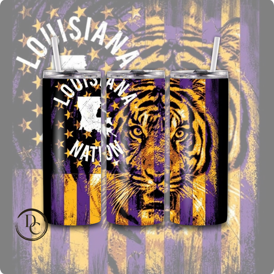 LSU Football 20 oz Custom Sublimation Tumbler Stainless Steel # 14