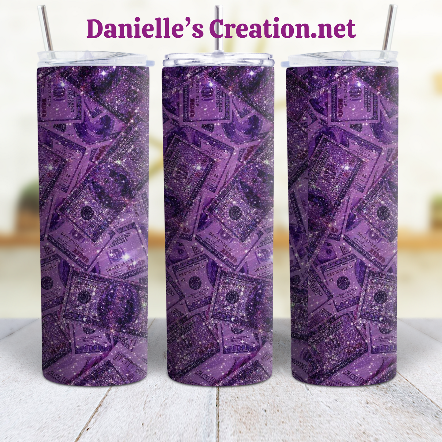 MONEY 20 oz Custom Sublimation Tumbler Stainless Steel FOOD STAMPS, 100 BILL