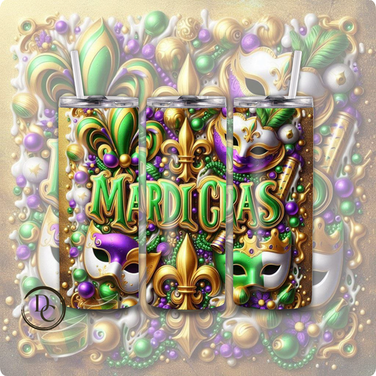 Mardi Gras 20 oz Custom Sublimation Tumbler Stainless Steel 1