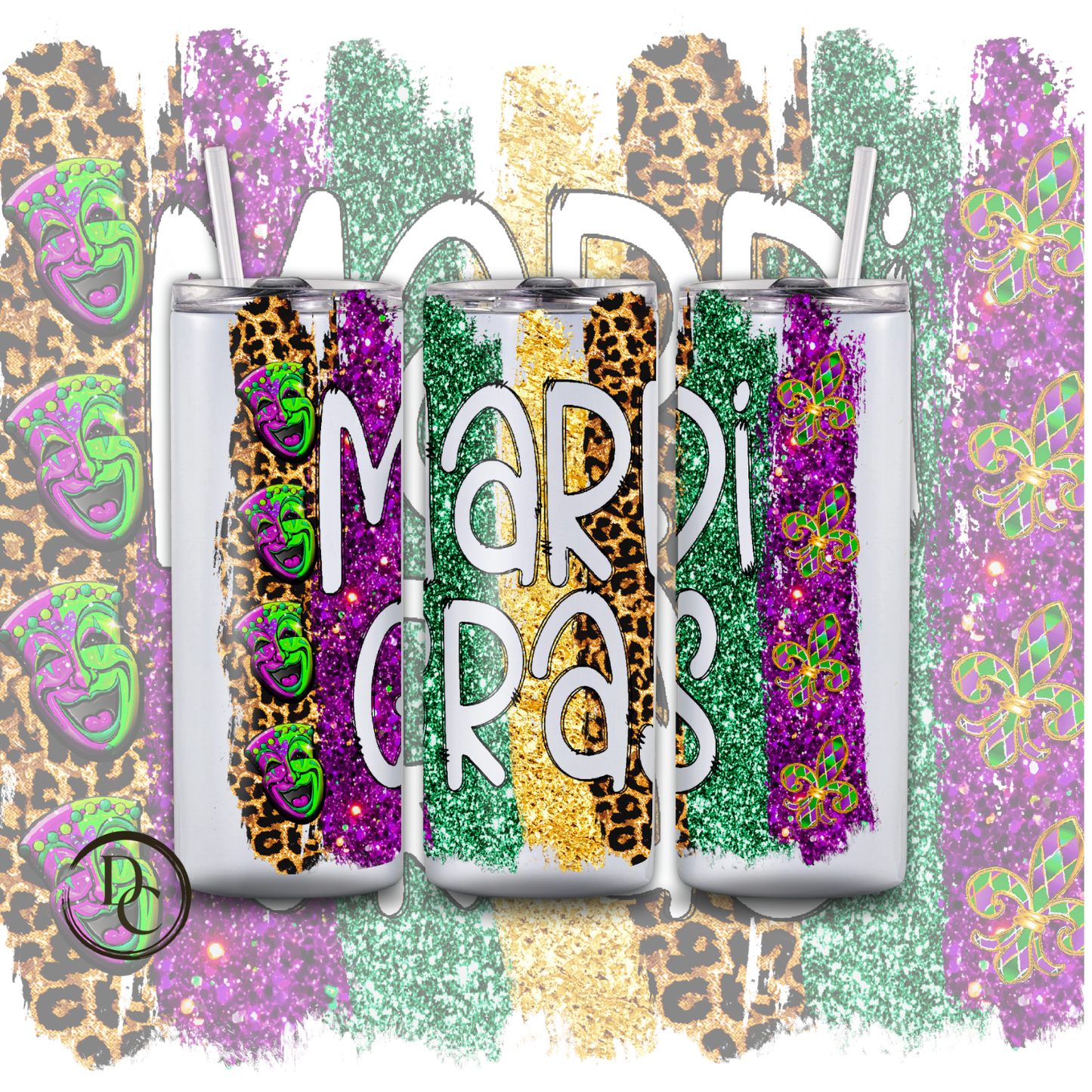 Mardi Gras 20 oz Custom Sublimation Tumbler Stainless Steel 16