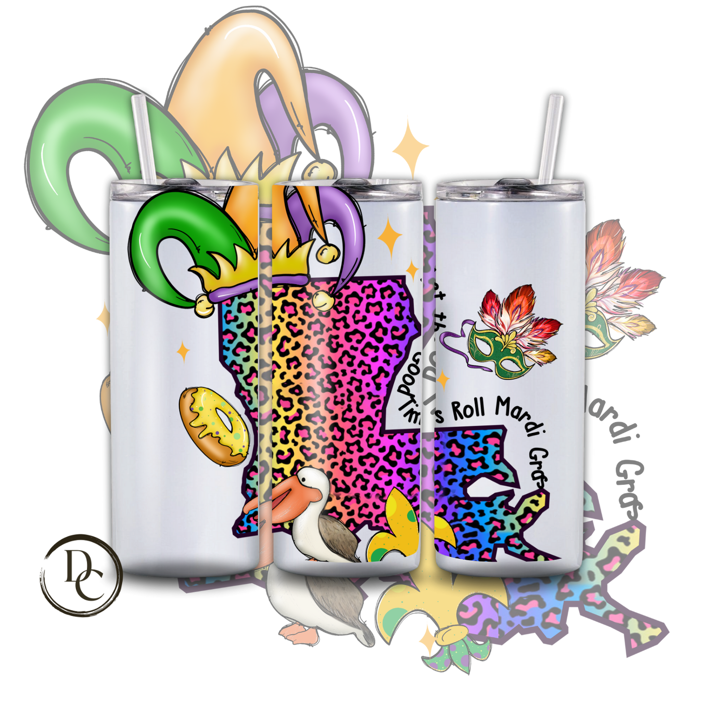 Mardi Gras 20 oz Custom Sublimation Tumbler Stainless Steel 16