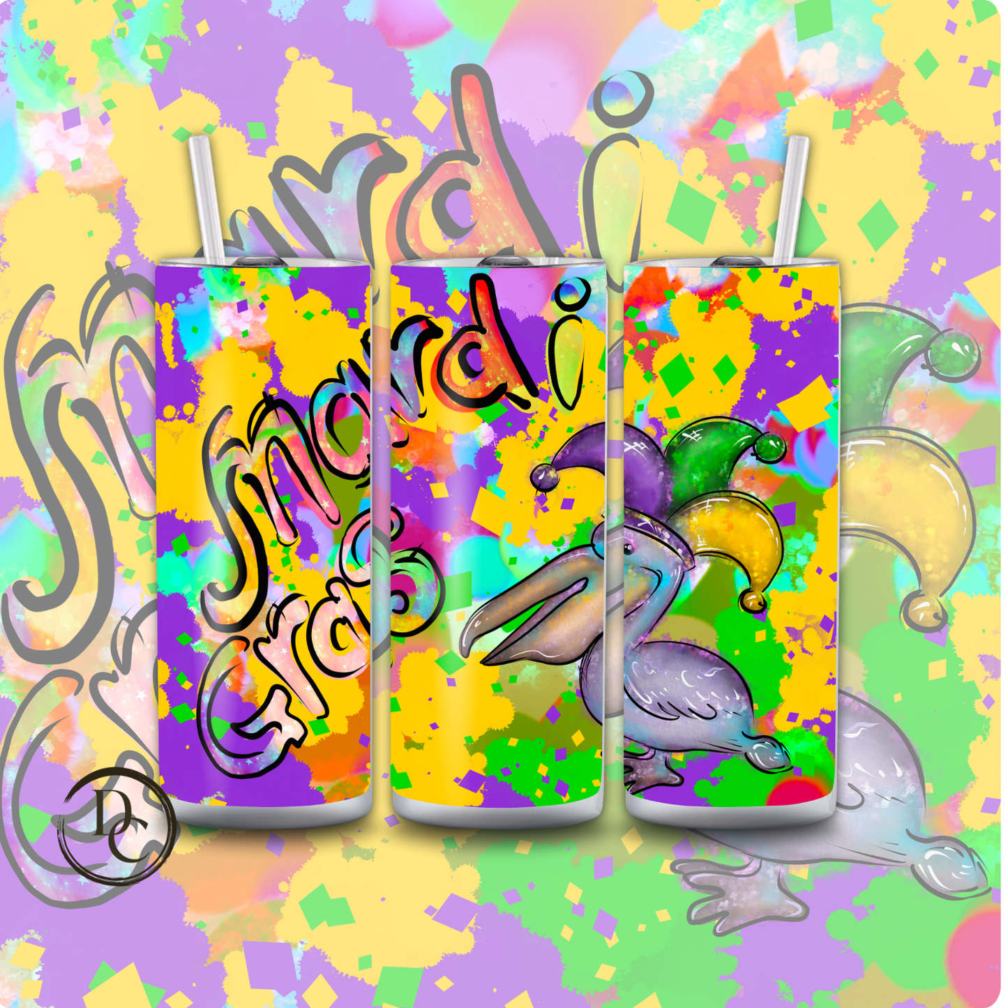 Mardi Gras 20 oz Custom Sublimation Tumbler Stainless Steel 16