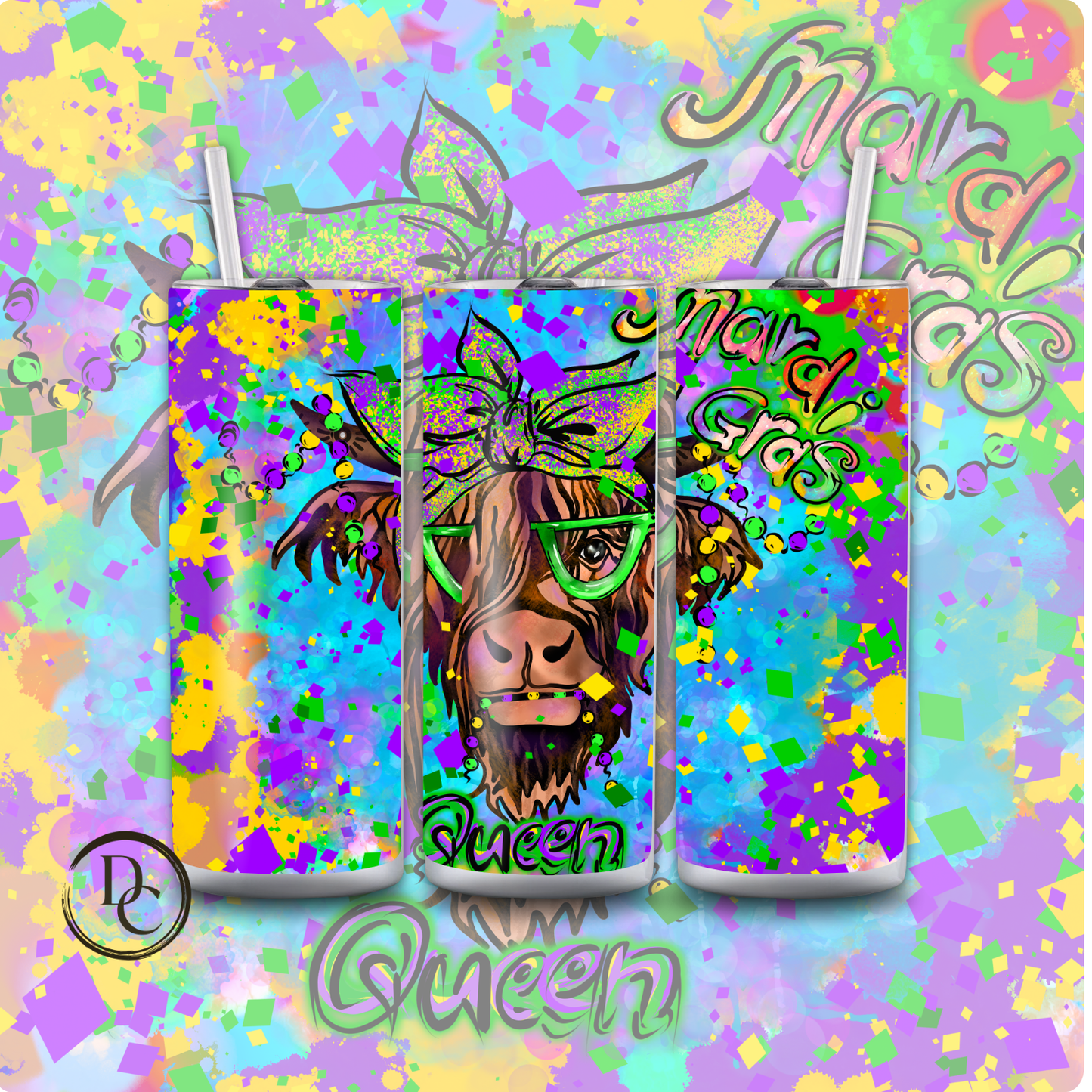 Mardi Gras 20 oz Custom Sublimation Tumbler Stainless Steel 16