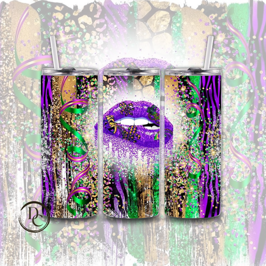 Mardi Gras Lips 20 oz Custom Sublimation Tumbler Stainless Steel 10