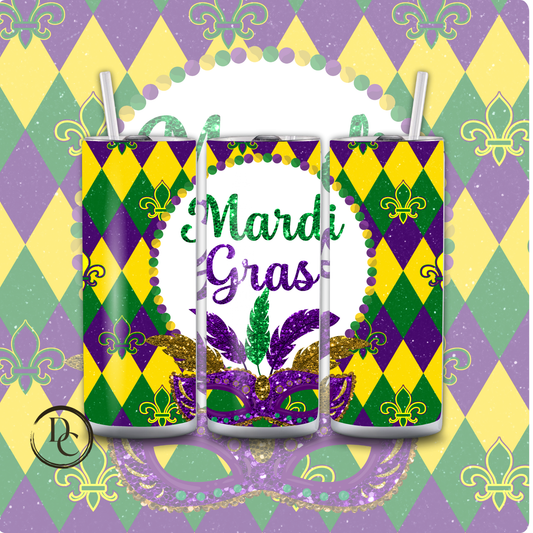 Mardi Gras 20 oz Custom Sublimation Tumbler Stainless Steel 16