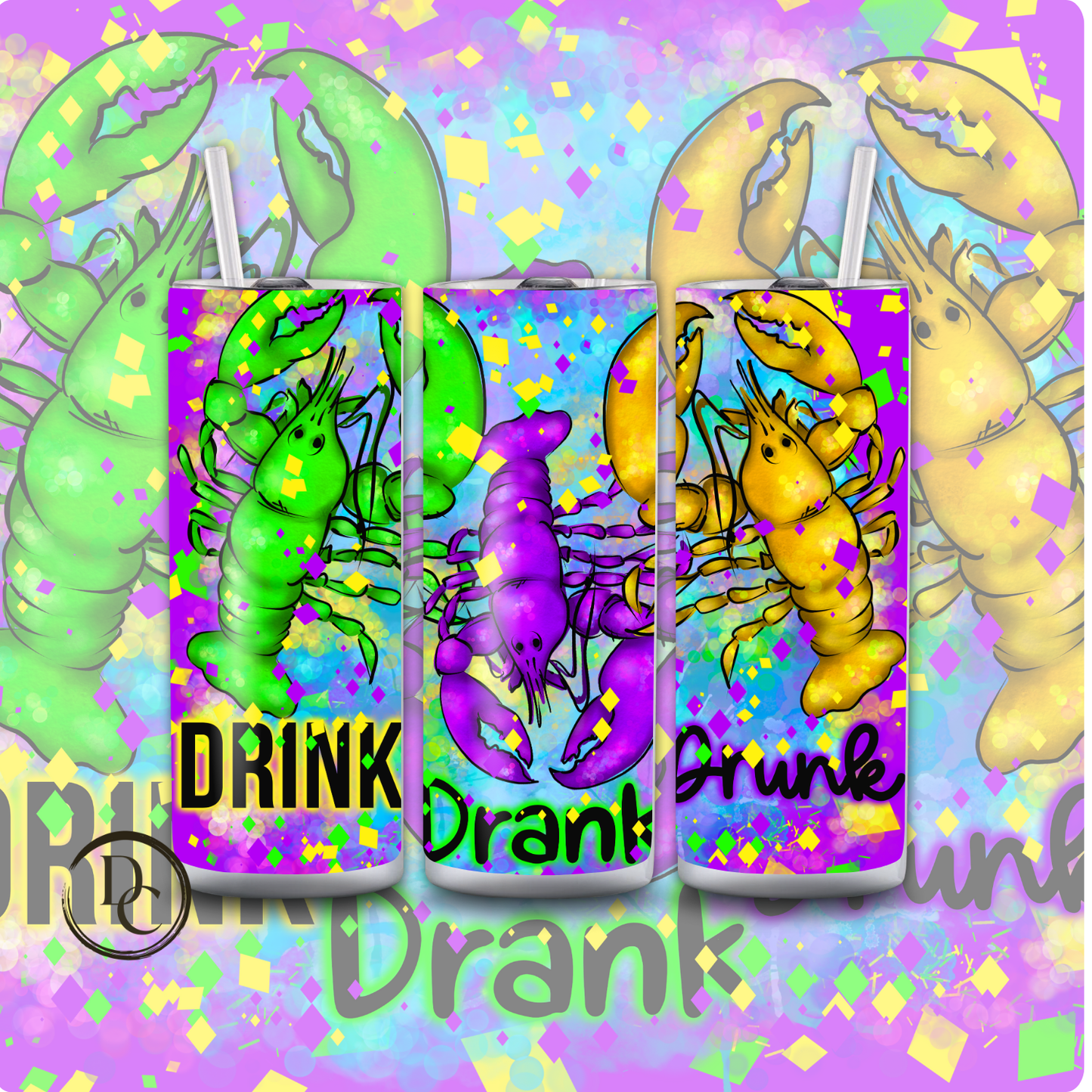 Mardi Gras 20 oz Custom Sublimation Tumbler Stainless Steel 16