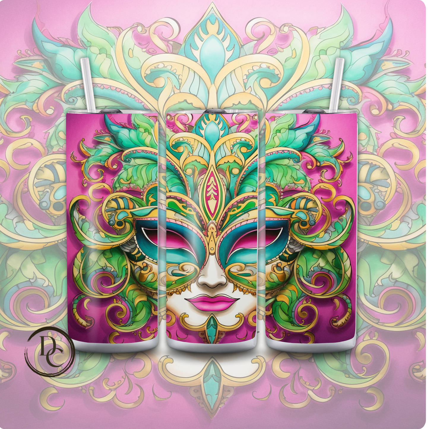 Mardi Gras 20 oz Custom Sublimation Tumbler Stainless Steel 16