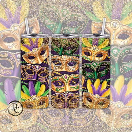 Mardi Gras Mask 20 oz Custom Sublimation Tumbler Stainless Steel 25