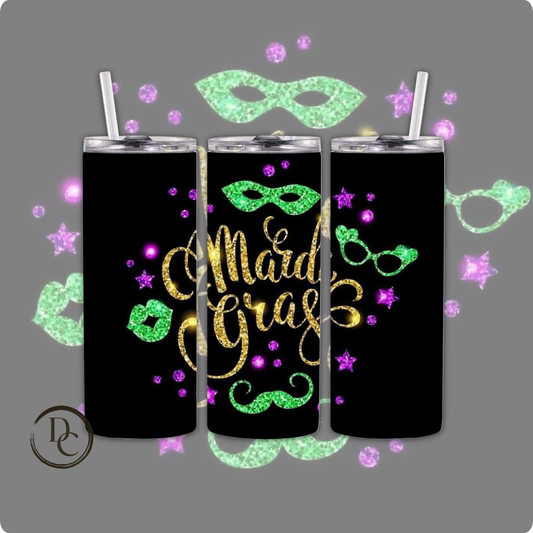 Mardi Gras Mask 20 oz Custom Sublimation Tumbler Stainless Steel 27