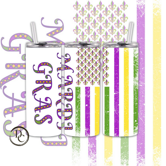 Mardi Gras FLAG 20 oz Custom Sublimation Tumbler Stainless Steel 30