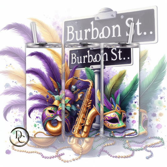 Burbon ST Mardi Gras 20 oz Custom Sublimation Tumbler Stainless Steel 36