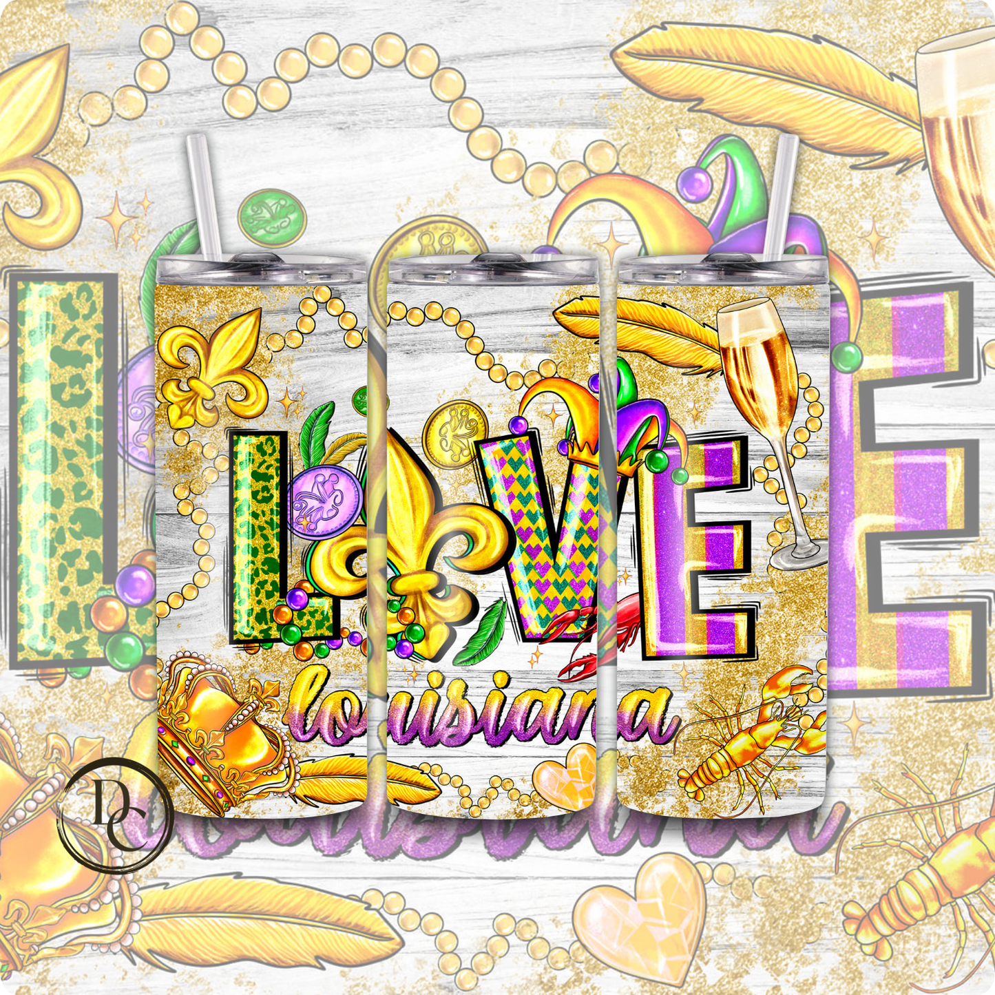 Mardi Gras 20 oz Custom Sublimation Tumbler Stainless Steel 3