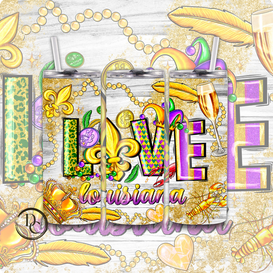 LOVE LOUISIANA Mardi Gras 20 oz Custom Sublimation Tumbler Stainless Steel 4